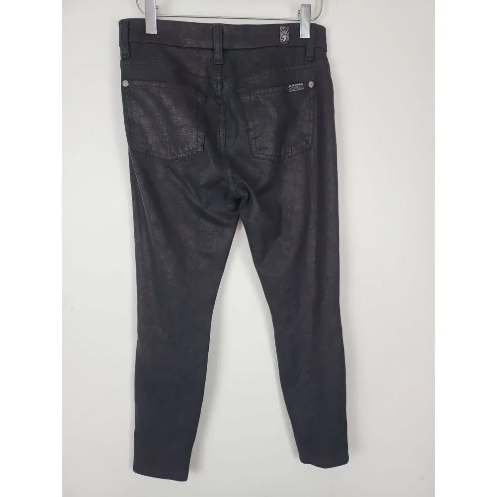 7 For All Mankind Jeans 27 Womens Black Mid Rise Classic Skinny - Picture 6 of 9
